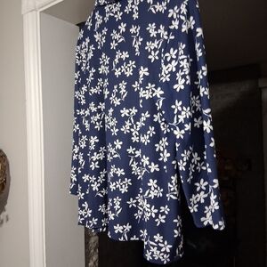 Floral Blue and White Women's Blouse